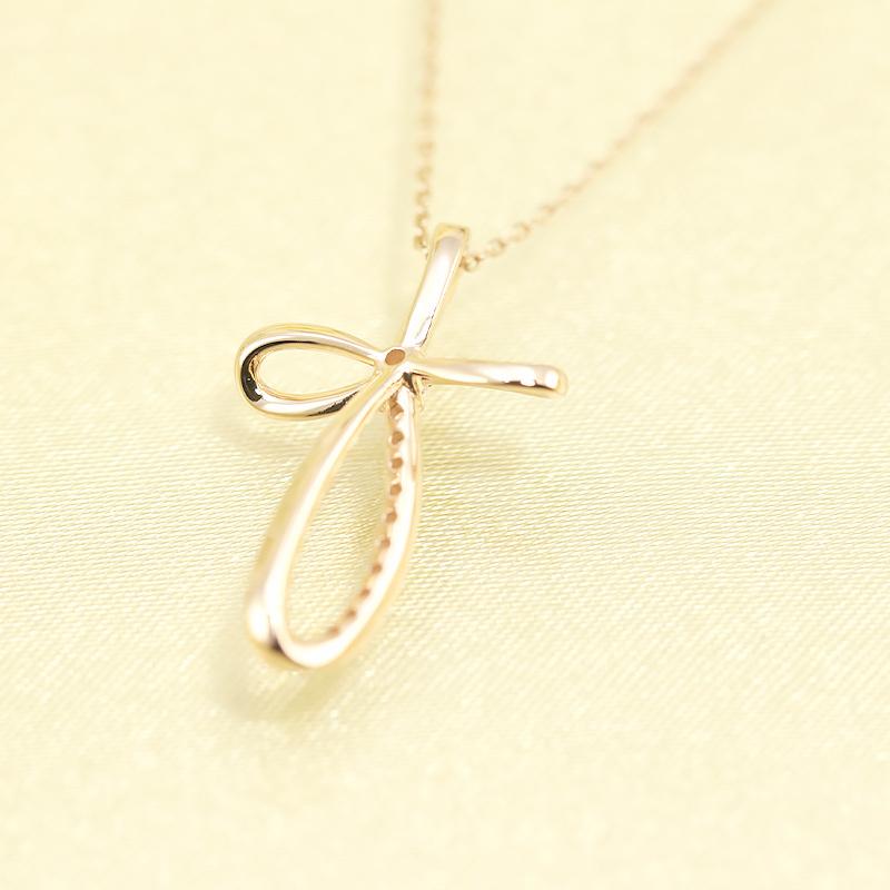K18 YG/WG/PG ダイヤモンド 0.15ct クロス ペンダント ネックレス ダイヤ ゴールド 18金 カラーは選べる プレゼント ギフト 記念日 クリスマス お守りの画像