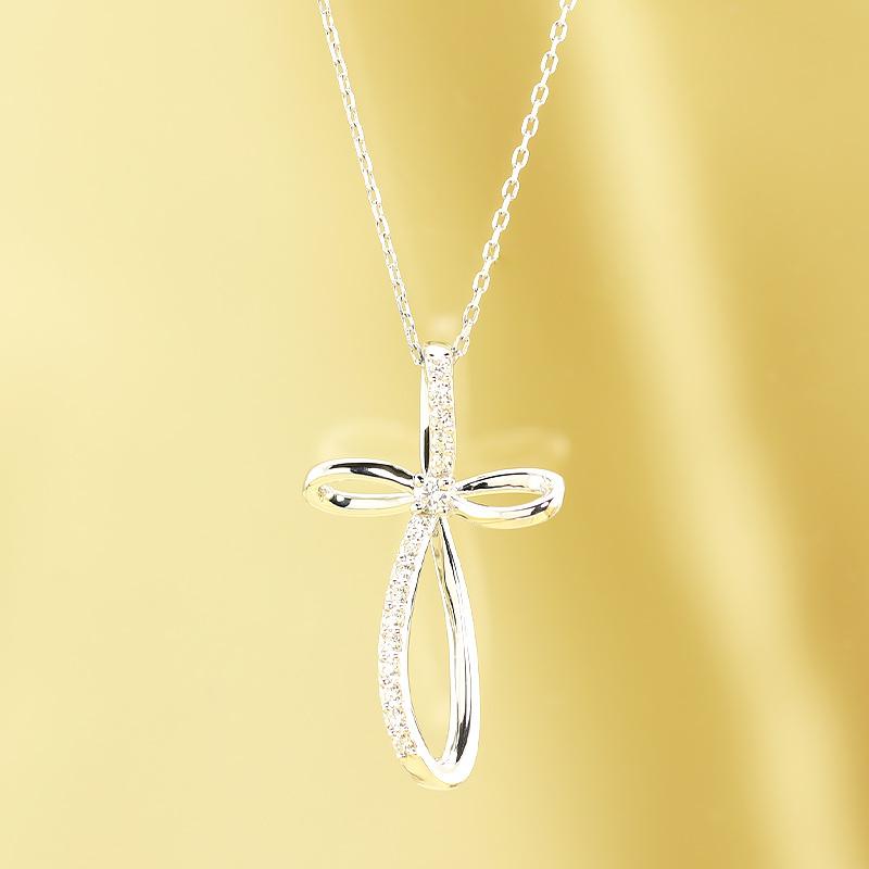 K18 YG/WG/PG ダイヤモンド 0.15ct クロス ペンダント ネックレス ダイヤ ゴールド 18金 カラーは選べる プレゼント ギフト 記念日 クリスマス お守りの画像