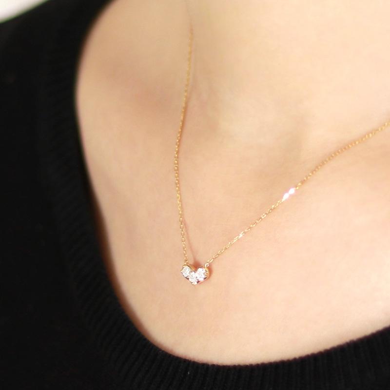 K18 YG/WG/PG ダイヤモンド 3p 0.18ct Hカラークラス/SIクラス ハート モチーフ ペンダント ネックレス ダイヤ ゴールド 18金 カラーは選べる プレゼント 記念日の画像