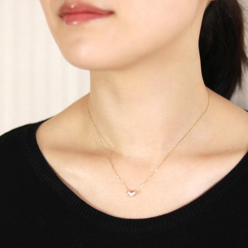 K18 YG/WG/PG ダイヤモンド 3p 0.18ct Hカラークラス/SIクラス ハート モチーフ ペンダント ネックレス ダイヤ ゴールド 18金 カラーは選べる プレゼント 記念日の画像