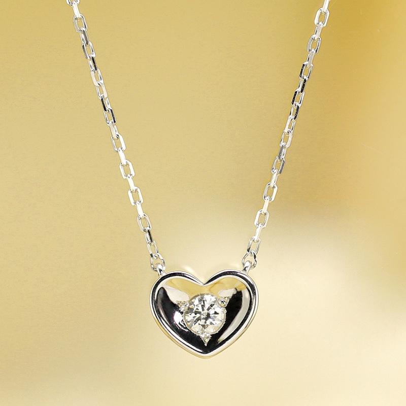 K18 YG/WG/PG ダイヤモンド 1pcs 0.06ct Hカラークラス/SIクラス ハート カップ ペンダント ネックレス ダイヤ ゴールド 18金 カラーは選べる プレゼント 記念日の画像