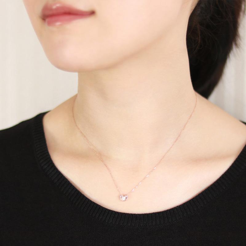 K18 YG/WG/PG ダイヤモンド 1pcs 0.06ct Hカラークラス/SIクラス ハート カップ ペンダント ネックレス ダイヤ ゴールド 18金 カラーは選べる プレゼント 記念日の画像