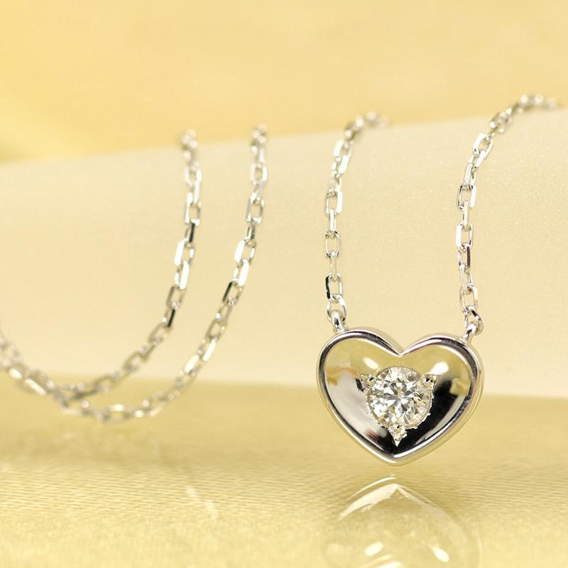 K18 YG/WG/PG ダイヤモンド 1pcs 0.06ct Hカラークラス/SIクラス ハート カップ ペンダント ネックレス ダイヤ ゴールド 18金 カラーは選べる プレゼント 記念日の画像