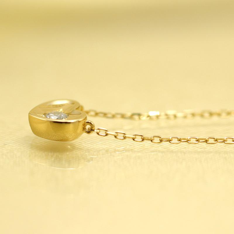 K18 YG/WG/PG ダイヤモンド 1pcs 0.06ct Hカラークラス/SIクラス ハート カップ ペンダント ネックレス ダイヤ ゴールド 18金 カラーは選べる プレゼント 記念日の画像