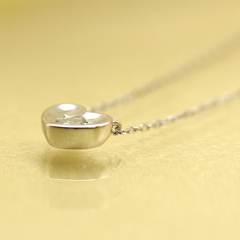 K18 YG/WG/PG ダイヤモンド 1pcs 0.06ct Hカラークラス/SIクラス ハート カップ ペンダント ネックレス ダイヤ ゴールド 18金 カラーは選べる プレゼント 記念日の画像