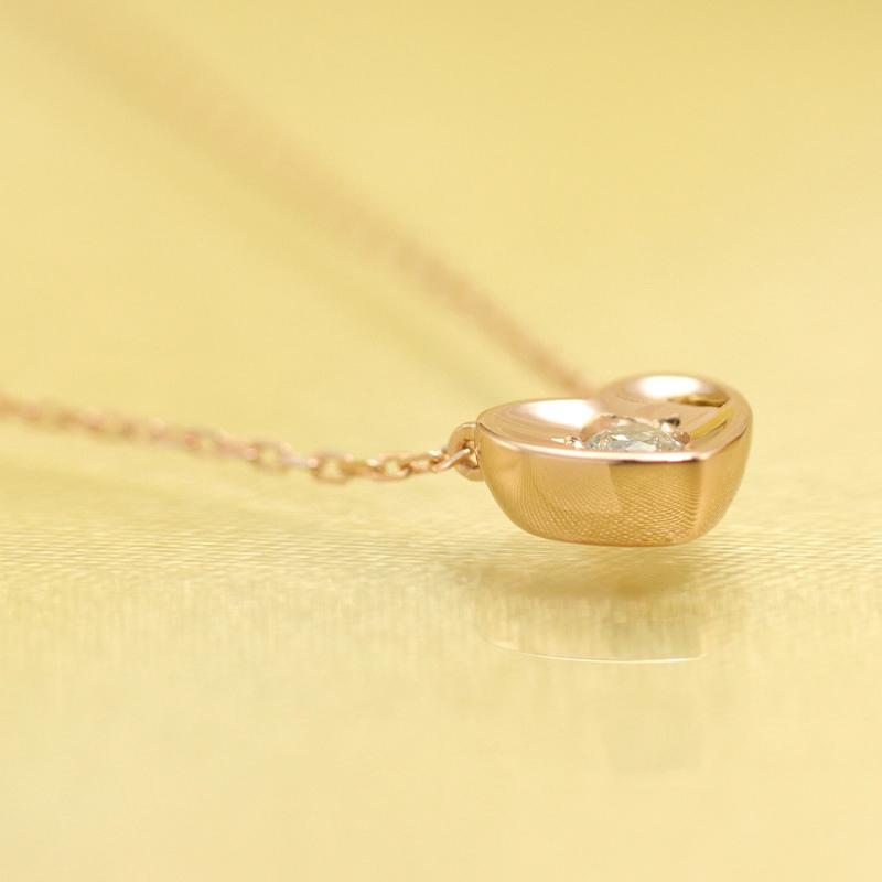 K18 YG/WG/PG ダイヤモンド 1pcs 0.06ct Hカラークラス/SIクラス ハート カップ ペンダント ネックレス ダイヤ ゴールド 18金 カラーは選べる プレゼント 記念日の画像