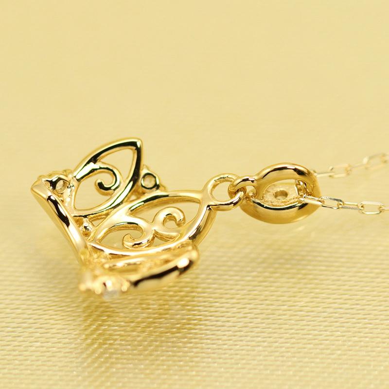K10 YG/WG/PG ダイヤモンド 5pcs 0.03ct Hカラークラス/SIクラス クラウン ペンダント ネックレス ダイヤ ゴールド 10金 カラーは選べる プレゼント 記念日の画像