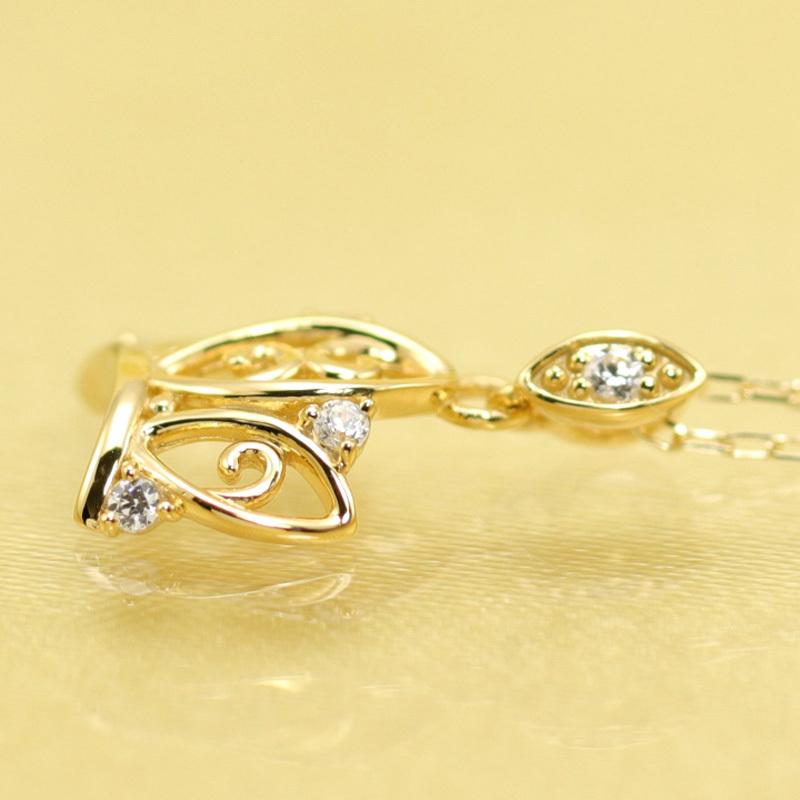 K10 YG/WG/PG ダイヤモンド 5pcs 0.03ct Hカラークラス/SIクラス クラウン ペンダント ネックレス ダイヤ ゴールド 10金 カラーは選べる プレゼント 記念日の画像