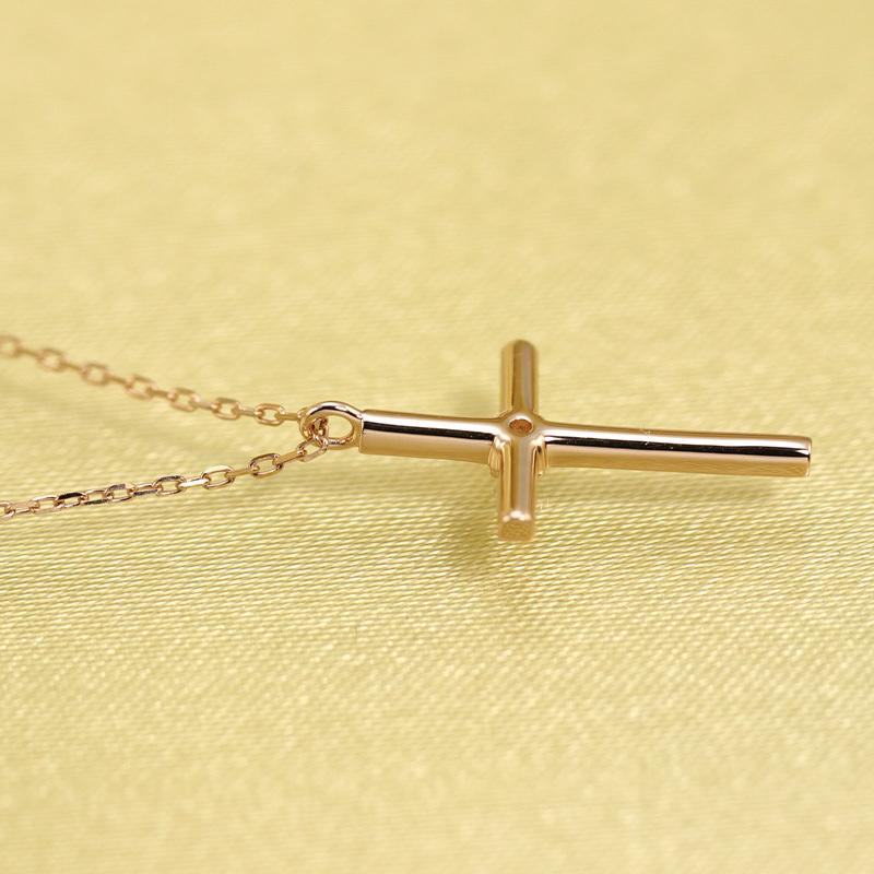 K10 YG/WG/PG ダイヤモンド 0.02ct クロス ペンダント ネックレス ダイヤ ゴールド 10金 カラーは選べる プレゼント ギフト 記念日 クリスマス お守りの画像