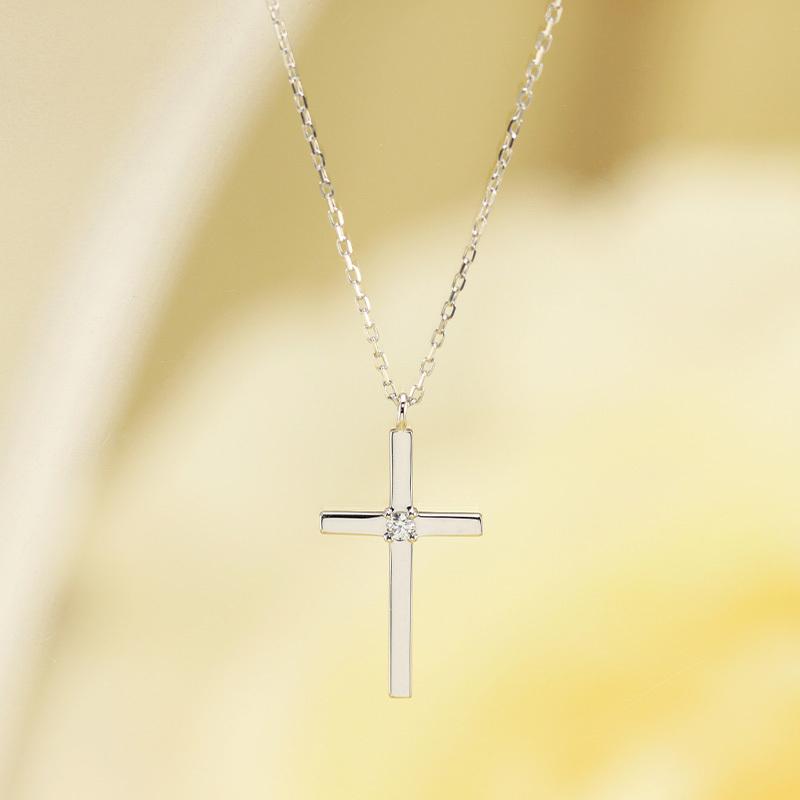 Jeweluce K10 YG/WG/PG ダイヤモンド 0.02ct クロス ペンダント