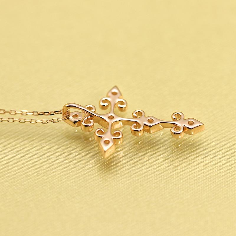 K18 YG/WG/PG ダイヤモンド 5pcs 0.07ct クロス ペンダント ネックレス ダイヤ ゴールド 18金 カラーは選べる プレゼント ギフト 記念日 クリスマス お守りの画像