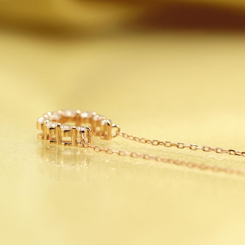 K18 YG/WG/PG ダイヤモンド 9pcs 0.22ct 馬蹄 ペンダント ネックレス ダイヤ ゴールド カラーは選べる 18金 プレゼント ホースシュー クリスマス お守りの画像