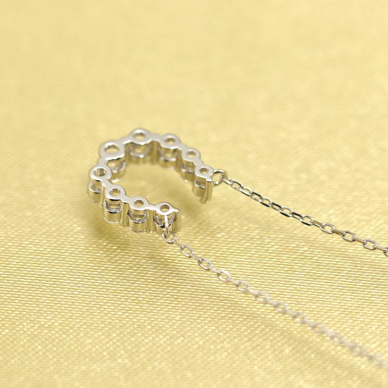 K18 YG/WG/PG ダイヤモンド 9pcs 0.22ct 馬蹄 ペンダント ネックレス ダイヤ ゴールド カラーは選べる 18金 プレゼント ホースシュー クリスマス お守りの画像