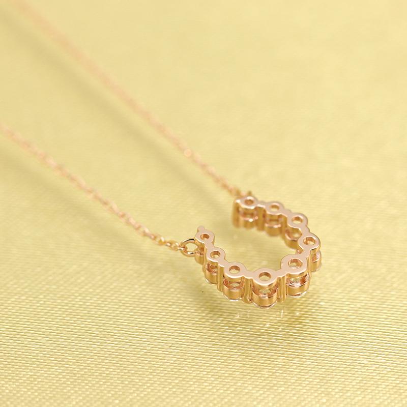 K18 YG/WG/PG ダイヤモンド 9pcs 0.22ct 馬蹄 ペンダント ネックレス ダイヤ ゴールド カラーは選べる 18金 プレゼント ホースシュー クリスマス お守りの画像