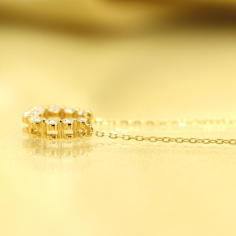 K10 YG/WG/PG ダイヤモンド 9pcs 0.22ct 馬蹄 ペンダント ネックレス ダイヤ ゴールド カラーは選べる 10金 プレゼント ホースシュー クリスマス お守りの画像