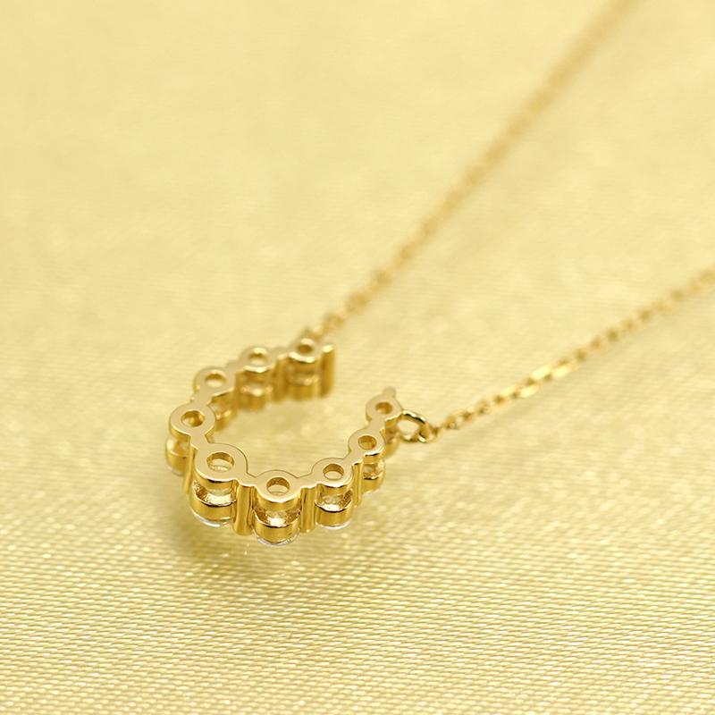 K10 YG/WG/PG ダイヤモンド 9pcs 0.22ct 馬蹄 ペンダント ネックレス ダイヤ ゴールド カラーは選べる 10金 プレゼント ホースシュー クリスマス お守りの画像