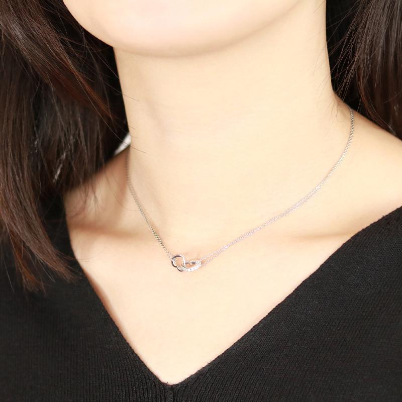 K10 K18 YG/PG Pt900 ダイヤモンド 0.12ct 【Hカラークラス/SIクラス】 絆 ハート ペンダント ネックレス ダイヤ プラチナ 金 ゴールド プレゼント ギフト 爆買の画像