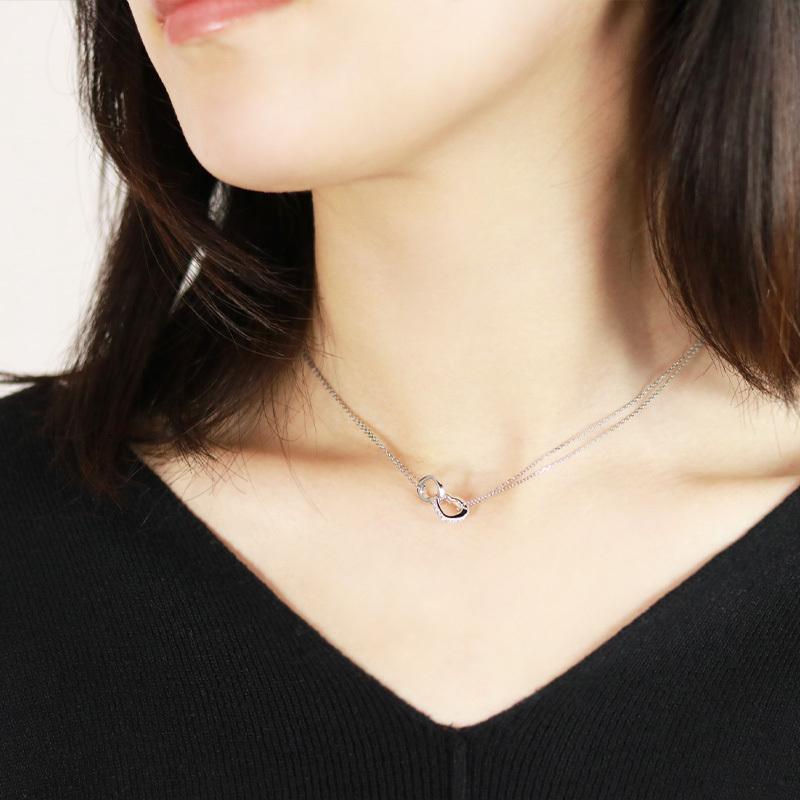 K10 K18 YG/PG Pt900 ダイヤモンド 0.12ct 【Hカラークラス/SIクラス】 絆 ハート ペンダント ネックレス ダイヤ プラチナ 金 ゴールド プレゼント ギフト 爆買の画像