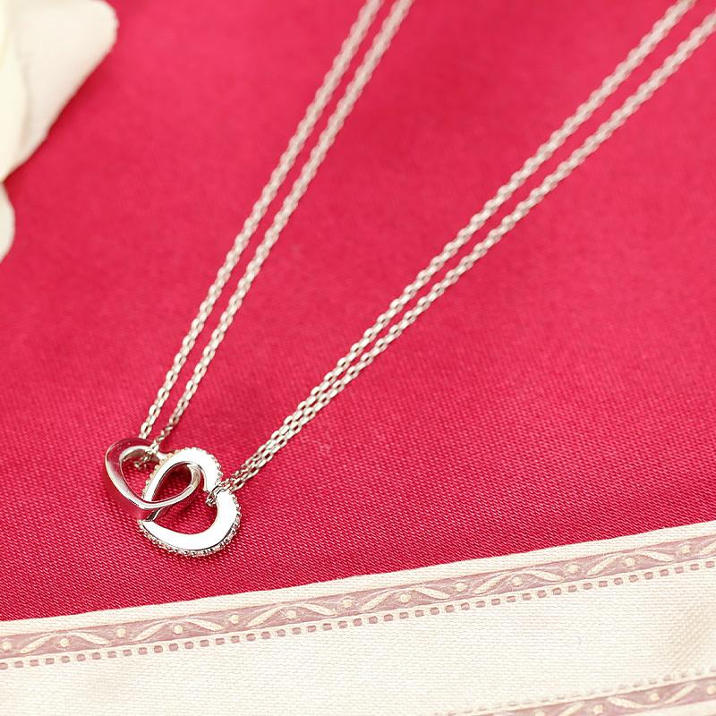 K10 K18 YG/PG Pt900 ダイヤモンド 0.12ct 【Hカラークラス/SIクラス】 絆 ハート ペンダント ネックレス ダイヤ プラチナ 金 ゴールド プレゼント ギフト 爆買の画像