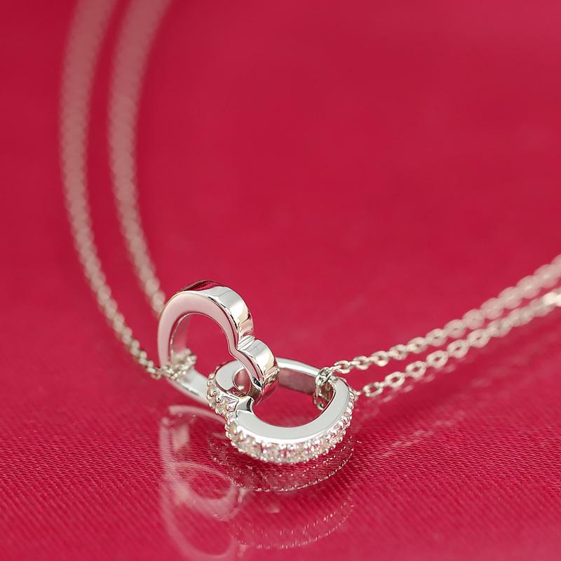 K10 K18 YG/PG Pt900 ダイヤモンド 0.12ct 【Hカラークラス/SIクラス】 絆 ハート ペンダント ネックレス ダイヤ プラチナ 金 ゴールド プレゼント ギフト 爆買の画像