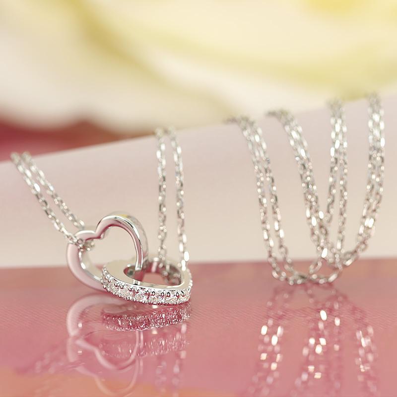 K10 K18 YG/PG Pt900 ダイヤモンド 0.12ct 【Hカラークラス/SIクラス】 絆 ハート ペンダント ネックレス ダイヤ プラチナ 金 ゴールド プレゼント ギフト 爆買の画像