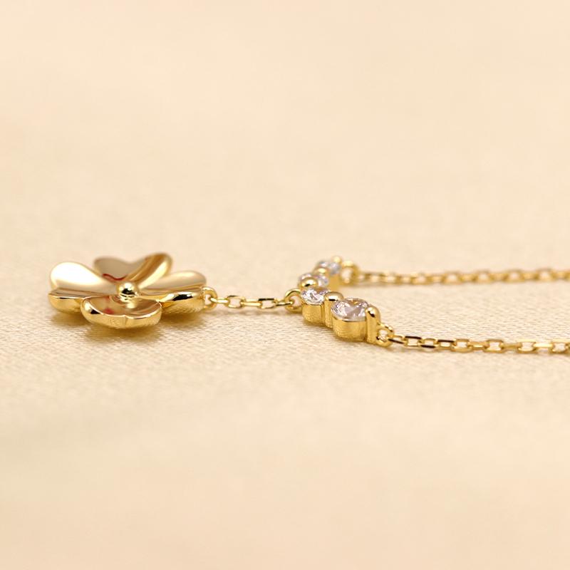 K10 YG/WG/PG ダイヤモンド 4pcs 0.13ct クローバー ペンダント ネックレス ダイヤ ゴールド カラーは選べる 10金 プレゼント 四つ葉クリスマス お守りの画像