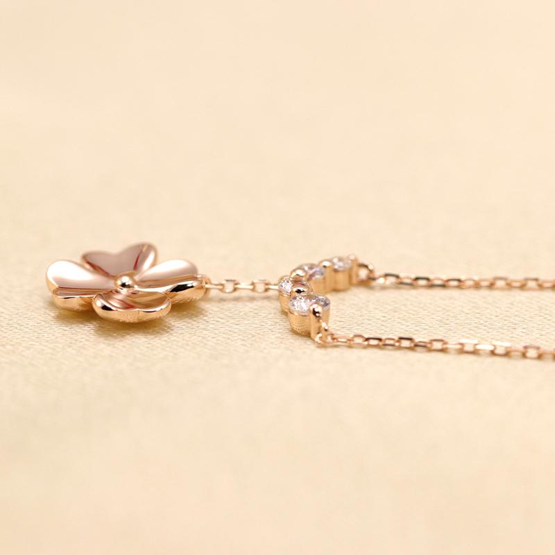 K10 YG/WG/PG ダイヤモンド 4pcs 0.13ct クローバー ペンダント ネックレス ダイヤ ゴールド カラーは選べる 10金 プレゼント 四つ葉クリスマス お守りの画像