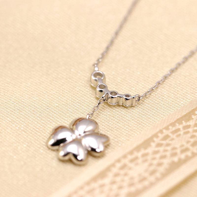 K10 YG/WG/PG ダイヤモンド 4pcs 0.13ct クローバー ペンダント ネックレス ダイヤ ゴールド カラーは選べる 10金 プレゼント 四つ葉クリスマス お守りの画像