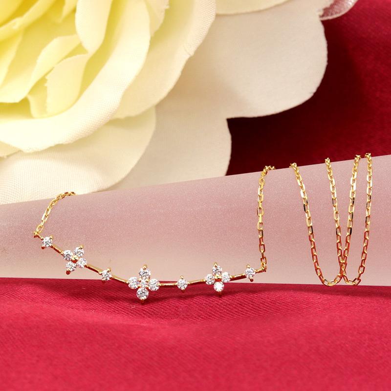 Jeweluce K18 YG/WG/PG ダイヤモンド 17pcs 0.16ct フラワー ライン 