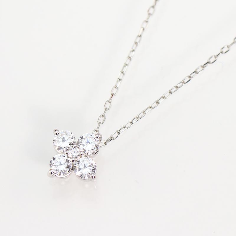 ダイヤモンド フラワー ペンダント ネックレス 【Fカラー VS VG クラス】プラチナ pt900 0.3ct  花 スイートフラワーの画像