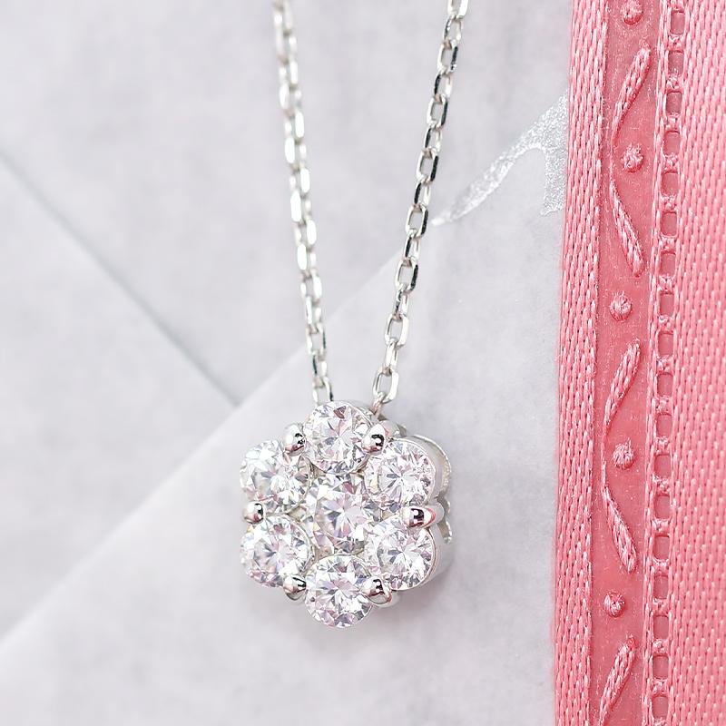 ダイヤモンド フラワー インビジブル セッティング ペンダント ネックレス 【Fカラー VS VG クラス】プラチナ pt900 0.5ct  花 スイートフラワーの画像