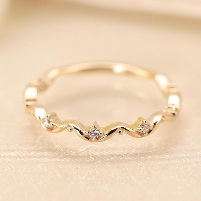 K10 ダイヤモンド ミルフィーユリングリング 0.03ct WG/PG/YG ゴールド 指輪 レディース ギフト プレゼント 人気 重ね着け ダイヤの画像