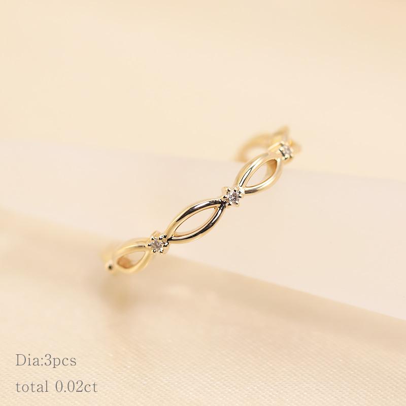 ダイヤモンド リング K10 YG PG WG イエロー ピンク ホワイト ゴールド 0.02ct  ダイヤ 指輪 エタニティ 10金 カラーは選べる3色の画像