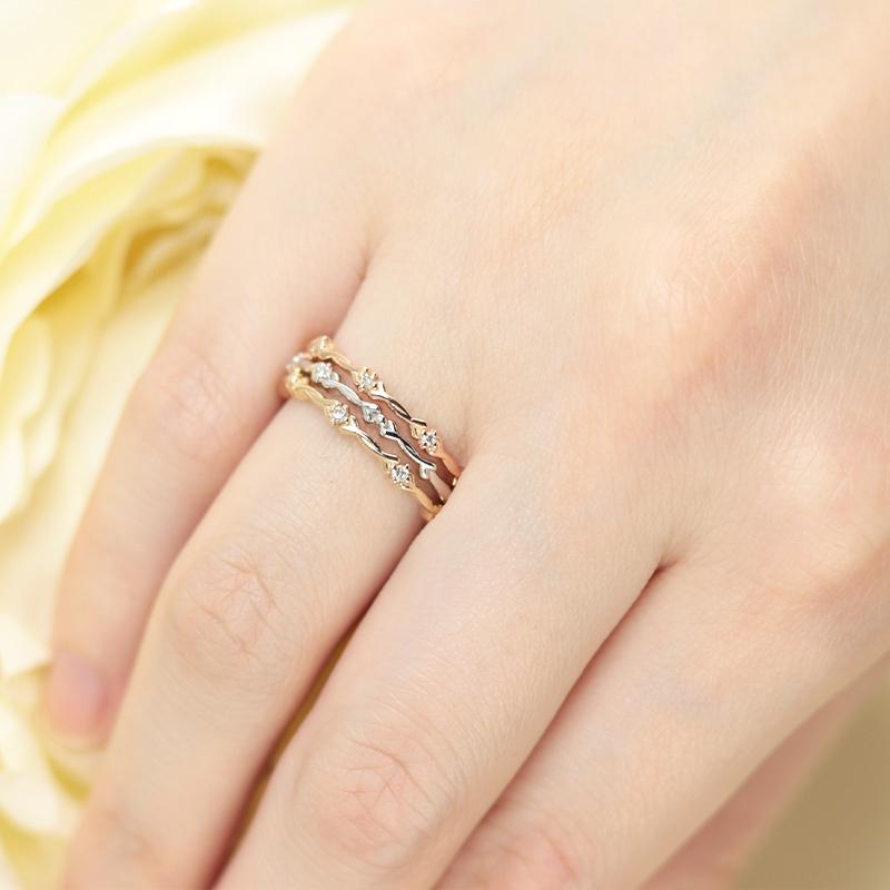 ダイヤモンド リング K10 YG PG WG イエロー ピンク ホワイト ゴールド 0.02ct  ダイヤ 指輪 エタニティ 10金 カラーは選べる3色の画像