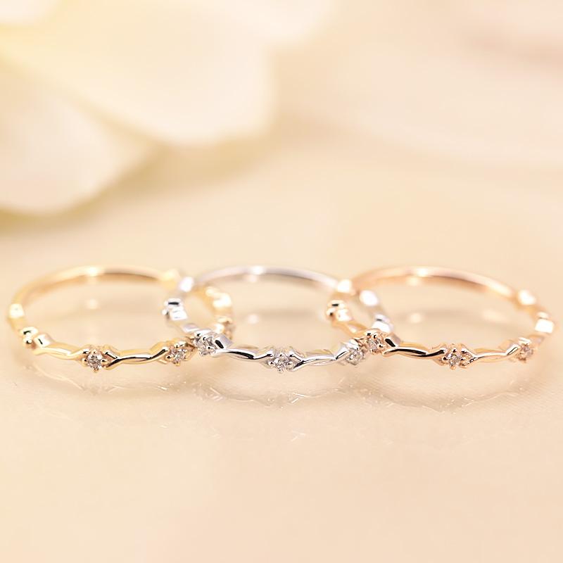 ダイヤモンド リング K10 YG PG WG イエロー ピンク ホワイト ゴールド 0.02ct  ダイヤ 指輪 エタニティ 10金 カラーは選べる3色の画像