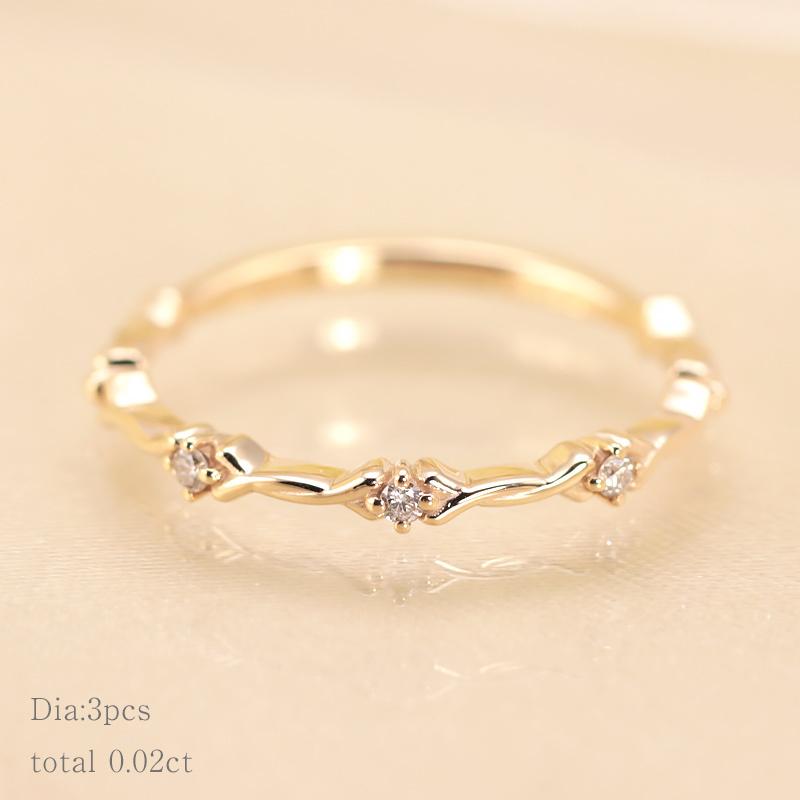 ダイヤモンド リング K10 YG PG WG イエロー ピンク ホワイト ゴールド 0.02ct  ダイヤ 指輪 エタニティ 10金 カラーは選べる3色の画像