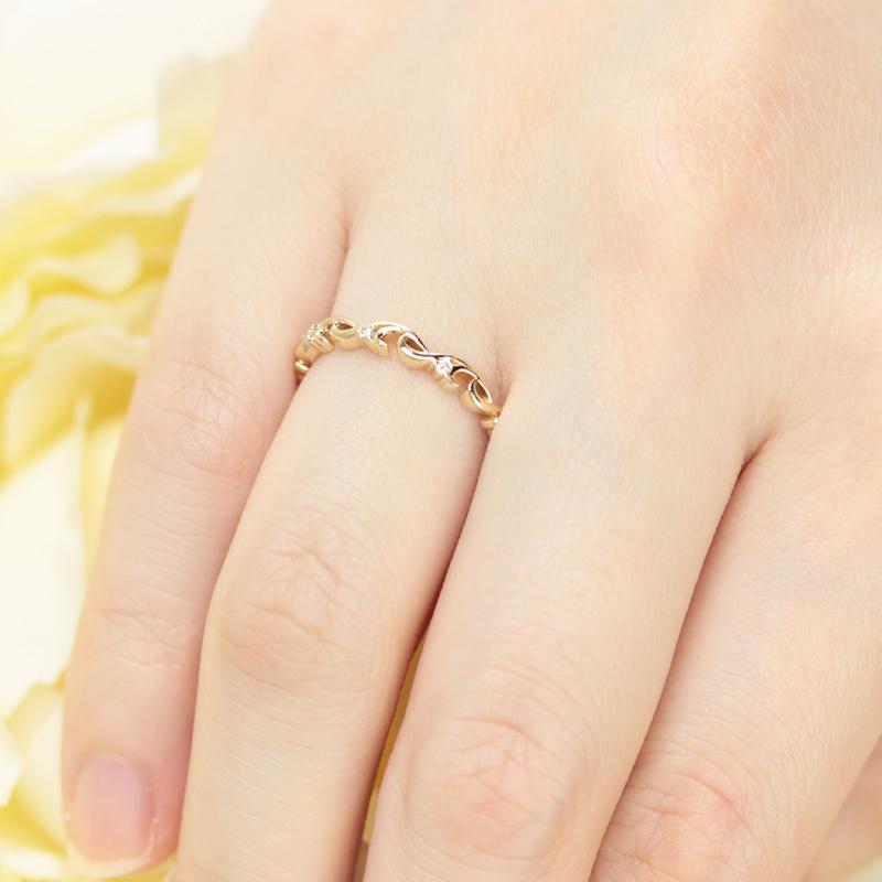 ミルフィーユ リング K10 指輪 レディース 0.02ct ギフト プレゼント 人気 重ね着け ダイヤ ダイヤモンド  WG/PG/YG ゴールドの画像
