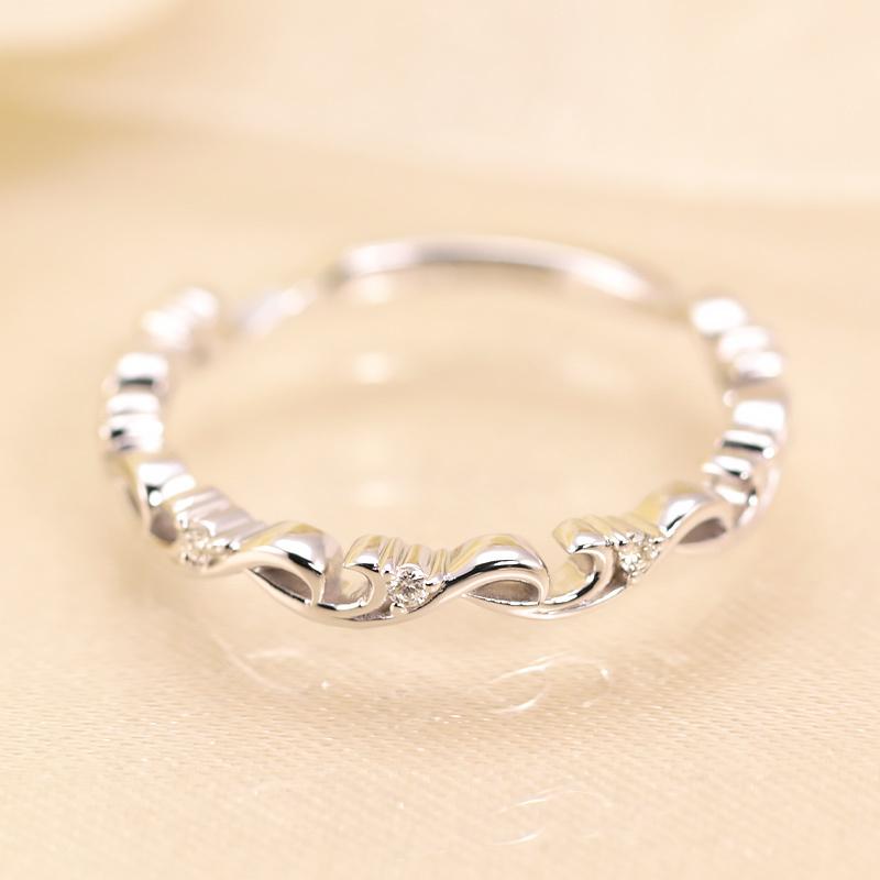 ミルフィーユ リング K10 指輪 レディース 0.02ct ギフト プレゼント 人気 重ね着け ダイヤ ダイヤモンド  WG/PG/YG ゴールドの画像