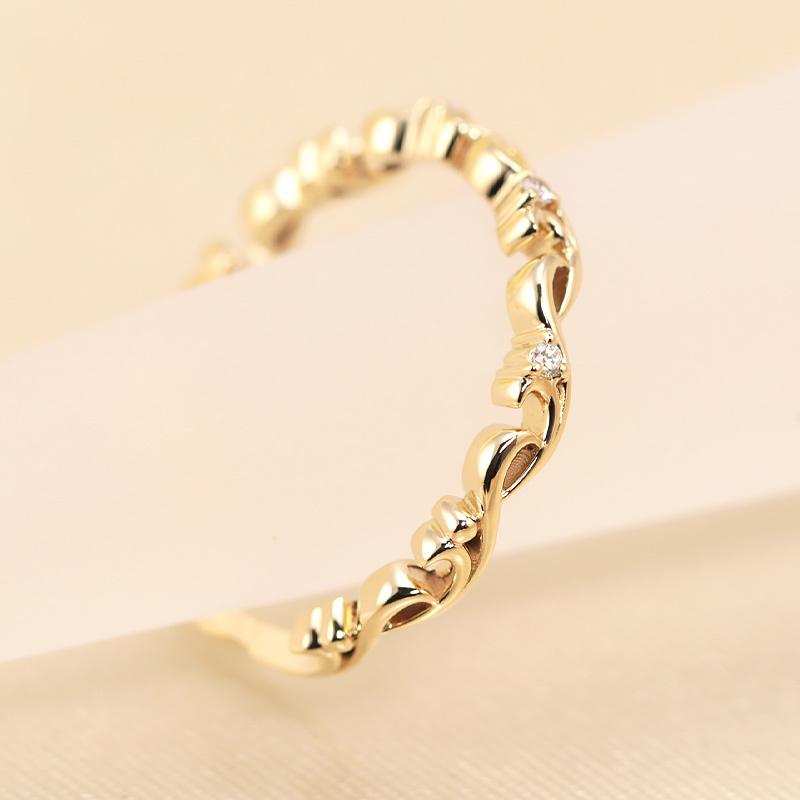 ミルフィーユ リング K10 指輪 レディース 0.02ct ギフト プレゼント 人気 重ね着け ダイヤ ダイヤモンド  WG/PG/YG ゴールドの画像