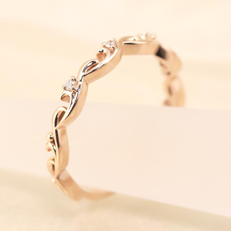 ミルフィーユ リング K10 指輪 レディース 0.02ct ギフト プレゼント 人気 重ね着け ダイヤ ダイヤモンド  WG/PG/YG ゴールドの画像
