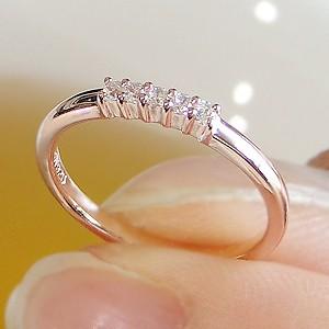K18 0.05ct ピンキー リング ダイヤモンド エタニティ PG WG ピンク ホワイト イエロー ゴールド ダイヤ 指輪 18金 ピンキー Hカラークラス・SIクラスの画像