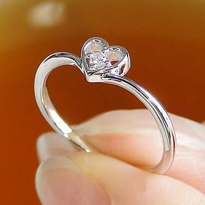 ダイヤモンド リング K18 WG/YG/PG ゴールド 0.03ct 一粒 ダイヤ 指輪 Hカラー SIクラス 18金 ハートの画像