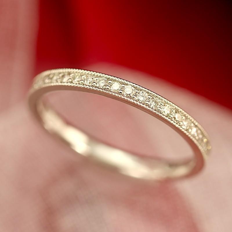 ダイヤモンド フルエタニティ リング ミル打ち プラチナ pt950 0.3ct ダイヤ 指輪 Hカラー SIクラス フチありの画像