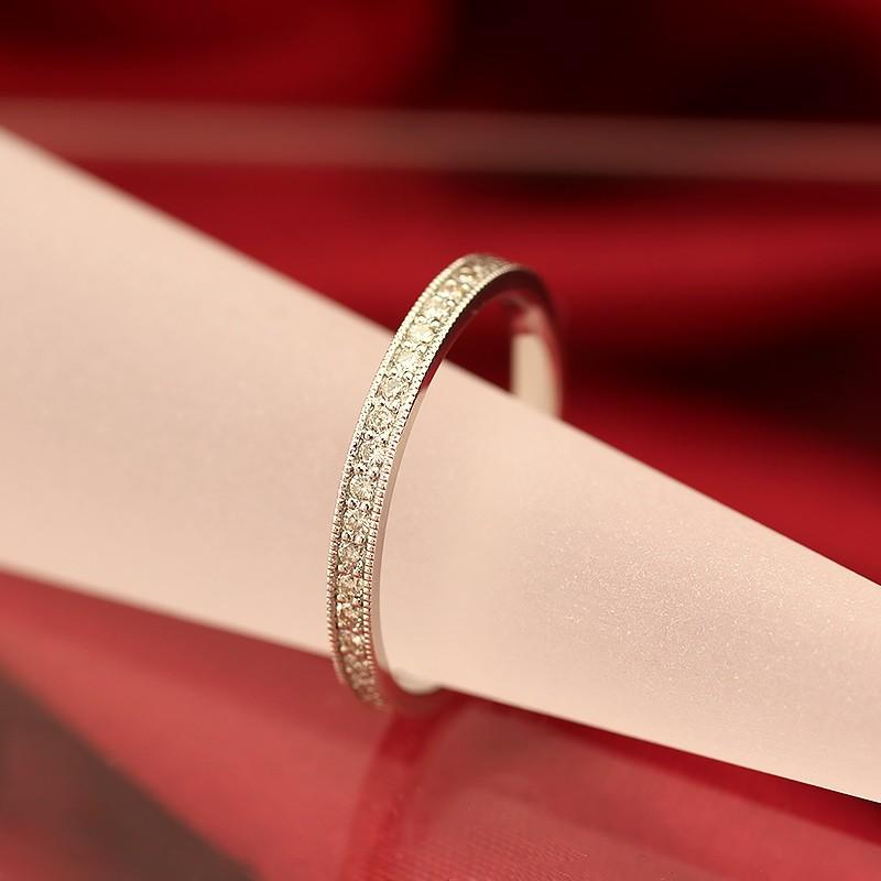 ダイヤモンド フルエタニティ リング ミル打ち プラチナ pt950 0.3ct ダイヤ 指輪 Hカラー SIクラス フチありの画像