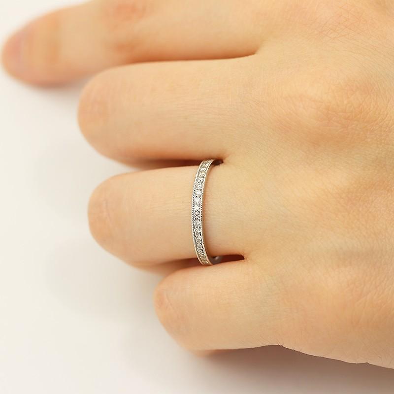 ダイヤモンド フルエタニティ リング ミル打ち プラチナ pt950 0.3ct ダイヤ 指輪 Hカラー SIクラス フチありの画像