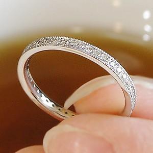 ダイヤモンド フルエタニティ リング ミル打ち プラチナ pt950 0.3ct ダイヤ 指輪 Hカラー SIクラス フチありの画像
