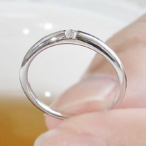 ダイヤモンド リング プラチナ pt950 0.03ct 一粒 ピンキー シンプル ダイヤ 指輪 Hカラー SIクラス 爪なしの画像