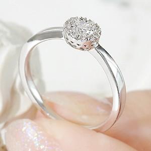 【H＆C】0.15ct ダイヤモンド リング プラチナ pt950 total0.2ctUP 大粒 取り巻き ダイヤ 指輪 Hカラー SIクラスの画像
