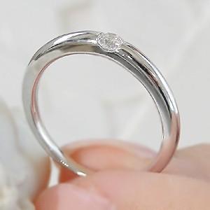 ダイヤモンド リング プラチナ pt950 0.1ct 一粒 ダイヤ 指輪 Hカラー SIクラス H&;C 爪なしの画像