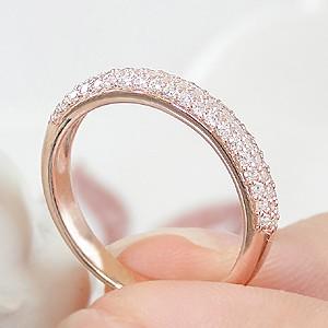 Jeweluce ダイヤモンド リング K18PG ピンク ゴールド 0.3ctUP パヴェ